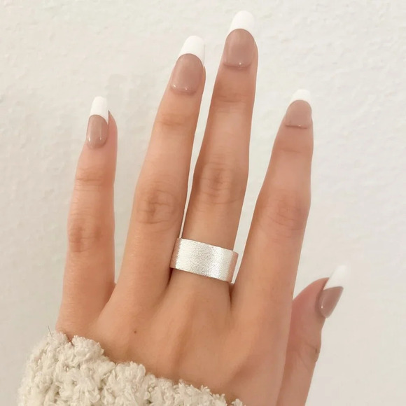 925 Sterling Silver Ring Band Brushed Ring Wide Ring Chunky Ring Textured Ring - Picture 4 of 8